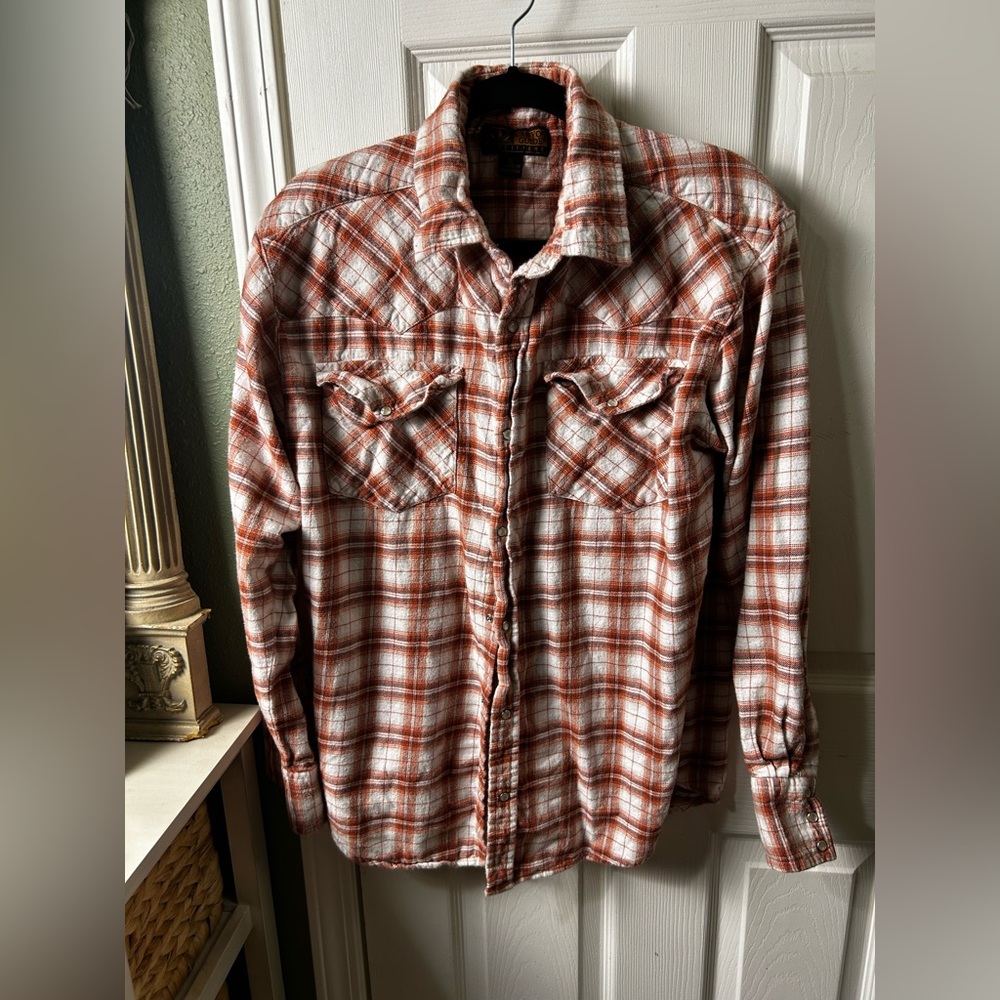 Canyon Guide Men's Orange Plaid Casual Button Down Shirt